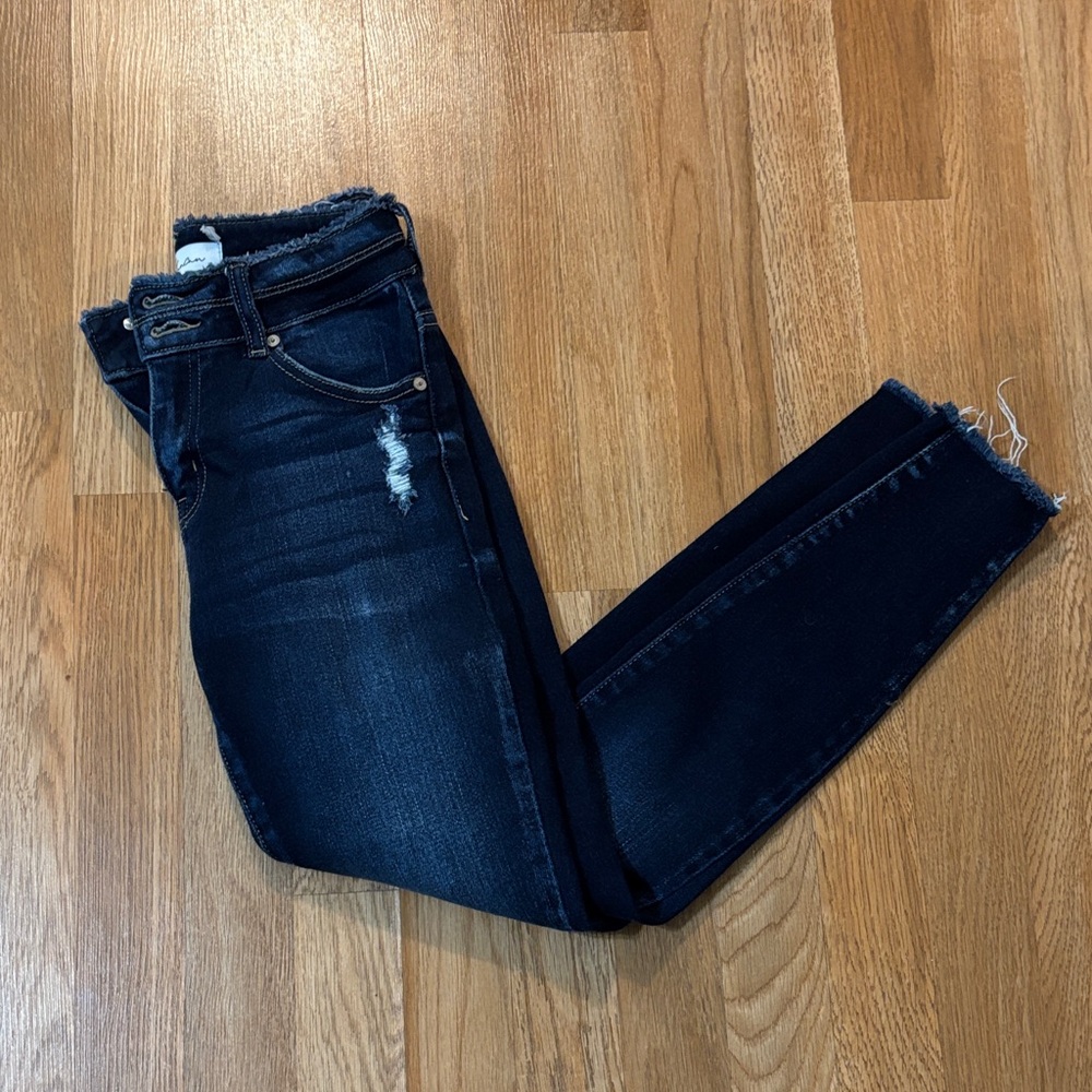 KanCan Midnight Blue Distressed Ankle Jeans